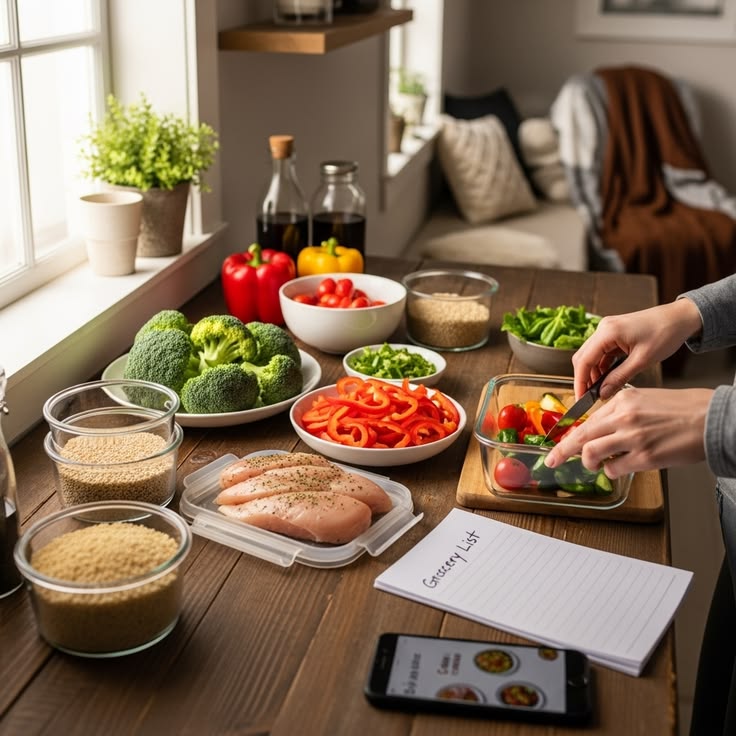 Geometric shapes suggesting flexible meal composition